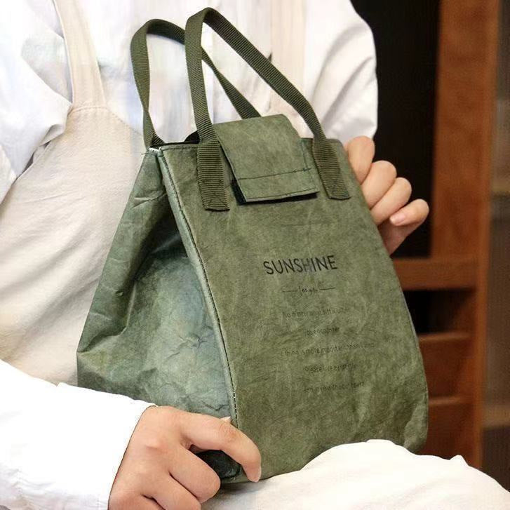 Beige Eco-Friendly Insulated Lunch Bag with Handle