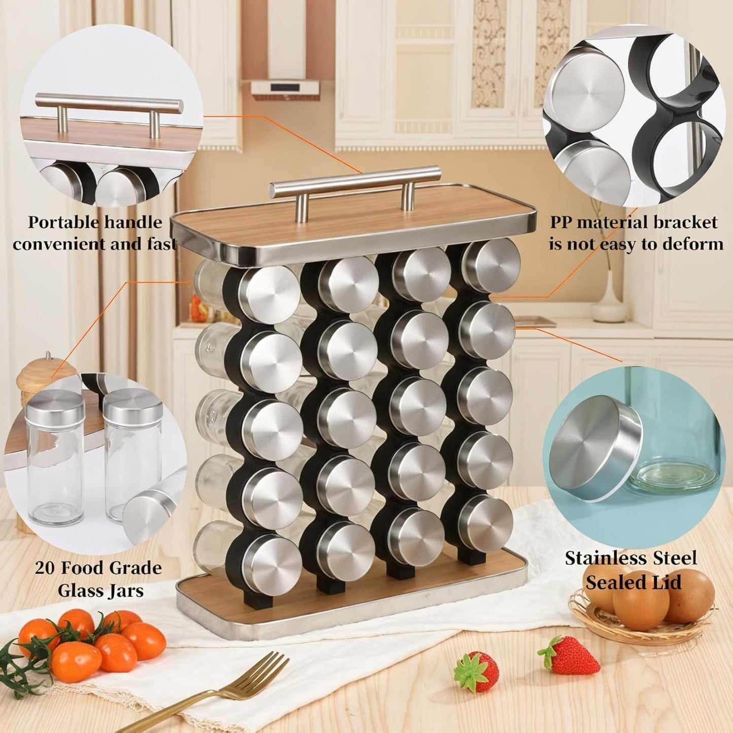 CARLA HOME 20-Jar Spice Rack Organiser Storage