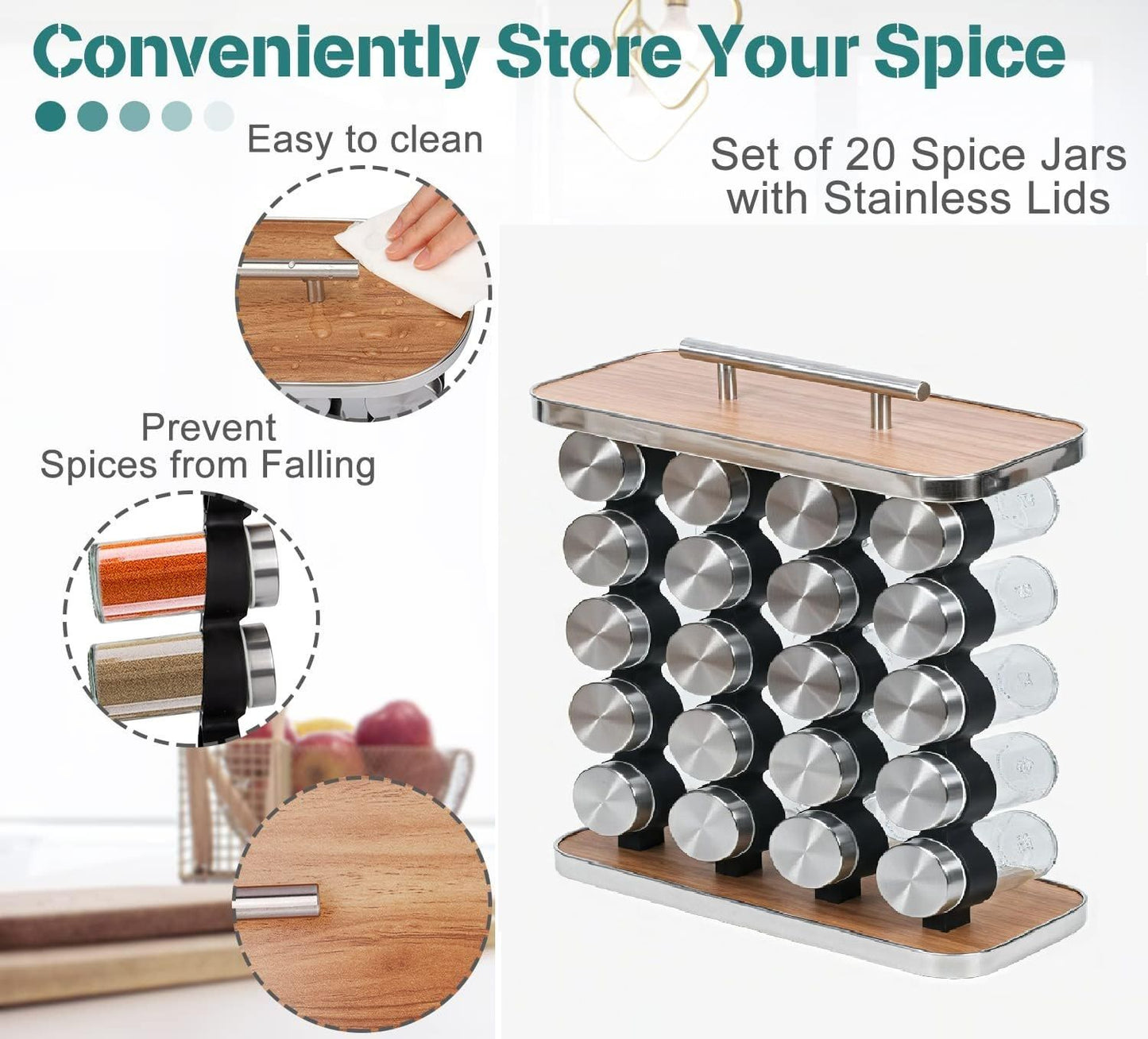CARLA HOME 20-Jar Spice Rack Organiser Storage