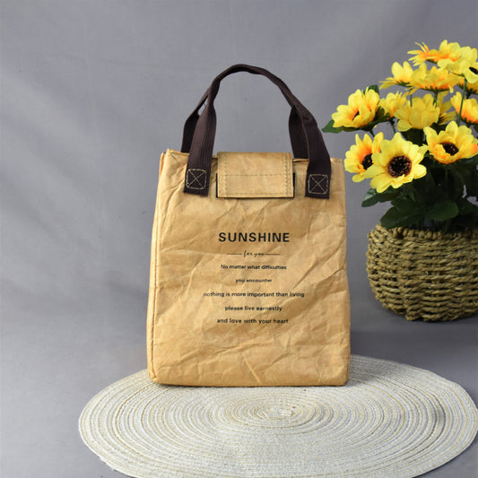 Beige Eco-Friendly Insulated Lunch Bag with Handle