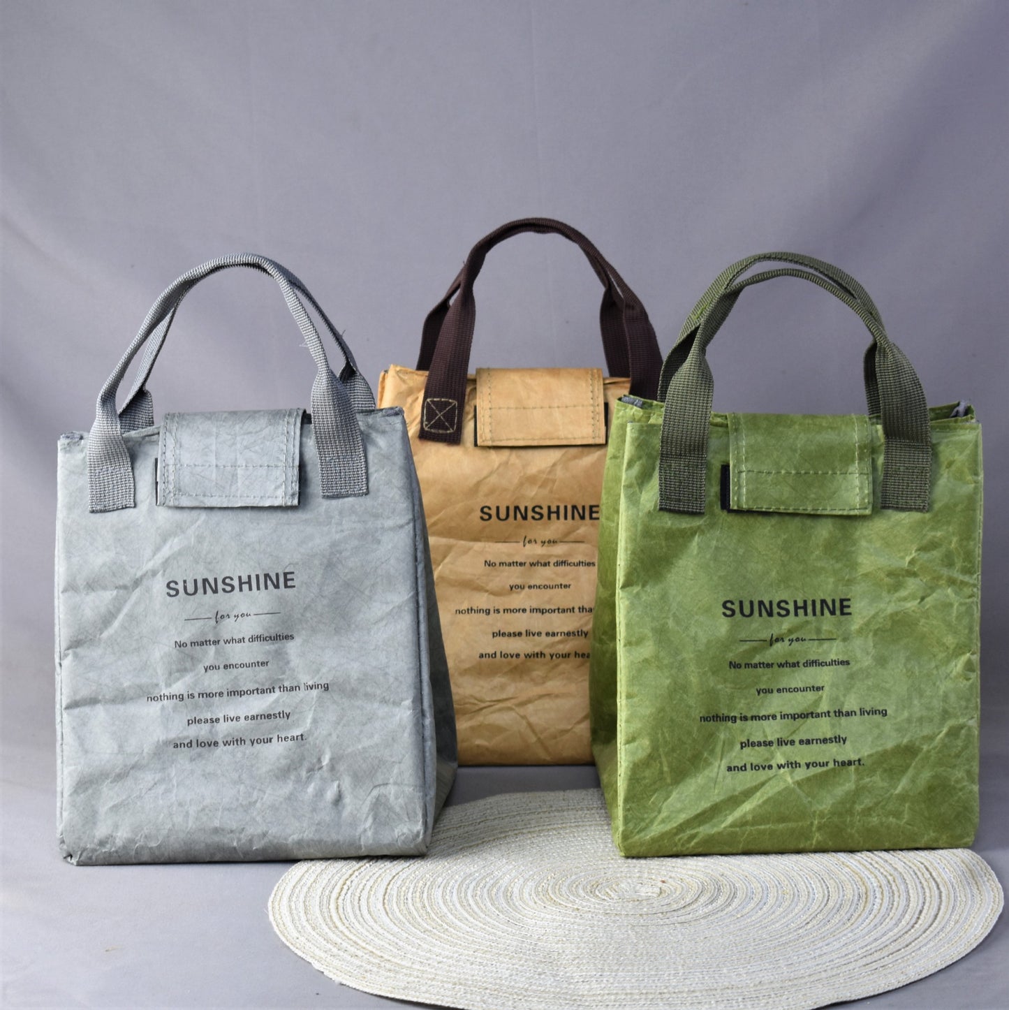 Beige Eco-Friendly Insulated Lunch Bag with Handle