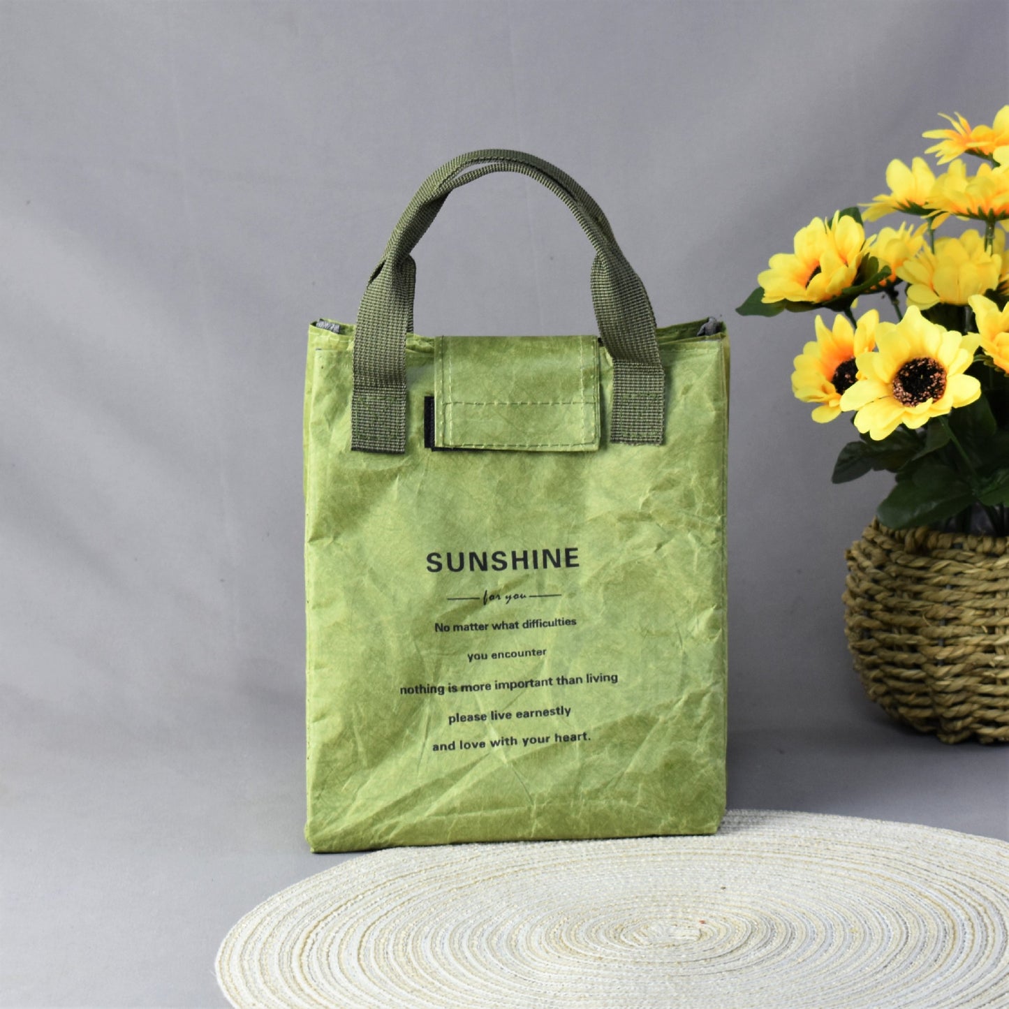 Green Eco-Friendly Insulated Lunch Bag with Handle