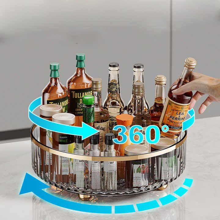 Transparent Luxury Rotating Storage Rack – Transparent Spice Organizer & Condiment Holder